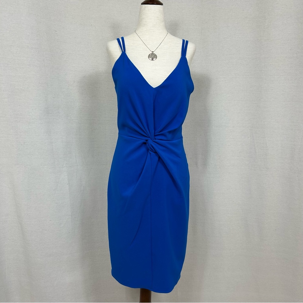 Laundry By Shelli Segal Blue Sheath Midi Dress Spaghetti Straps